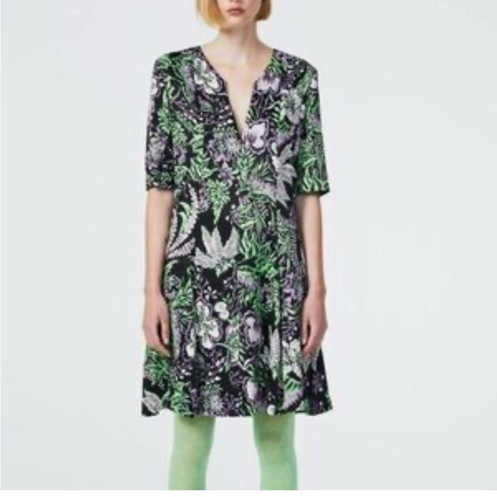 Rodebjer Kandy V-Neck Dress - Green and Black, size small, NWT